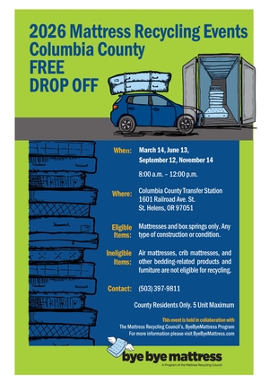 2026 Columbia County Mattress Recycling Flyer